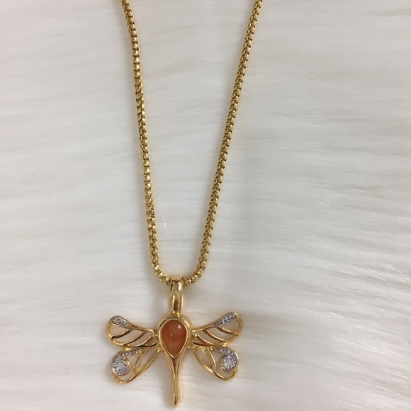 Dragonfly Necklace In 18K Gold Filled.Box link 16” - Picture 5 of 6